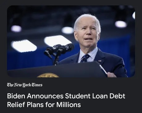 Biden student loan debt news - meme