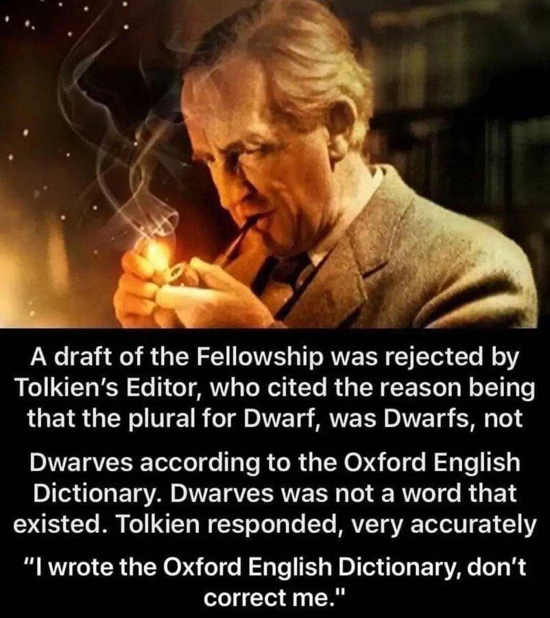 Tolkien invented 'Dwarves'. Oxford can cope - meme