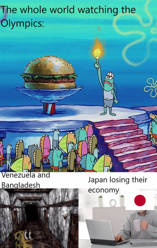 Olympics, Venezuela, Bangladesh and stock market crash - meme