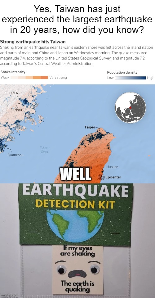 Taiwan earthquake and tsunami meme