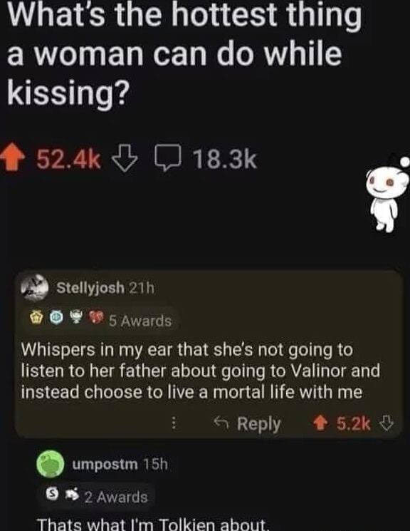 she said she’s skipping Valinor for me... bro I’m done - meme