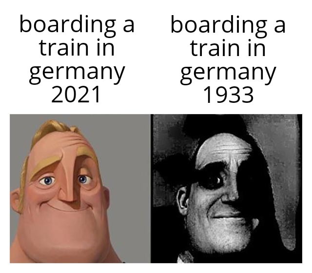 Boarding a train in german - meme