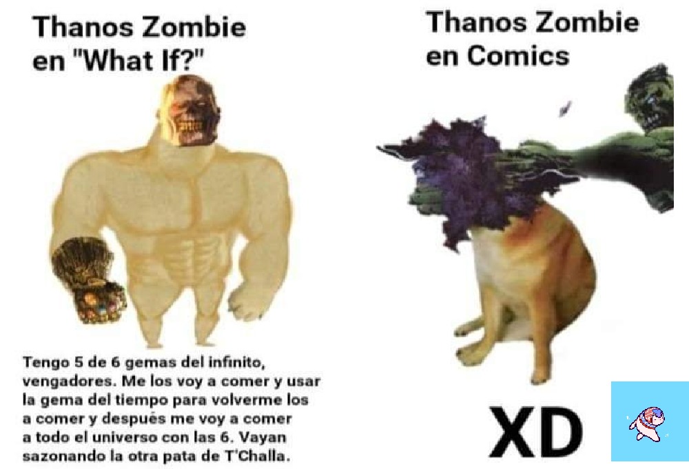 thanos zombie en los comics se muere a los 3 segundos - meme