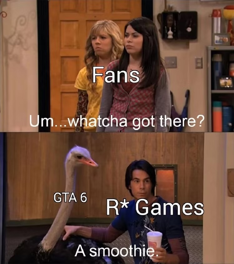 Rockstar holding GTA 6 like it’s a secret smoothie recipe - meme