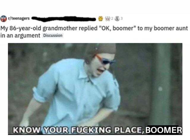 My 86-year-old grandmother replied OK boomer to my boomer aunt in an argument - meme