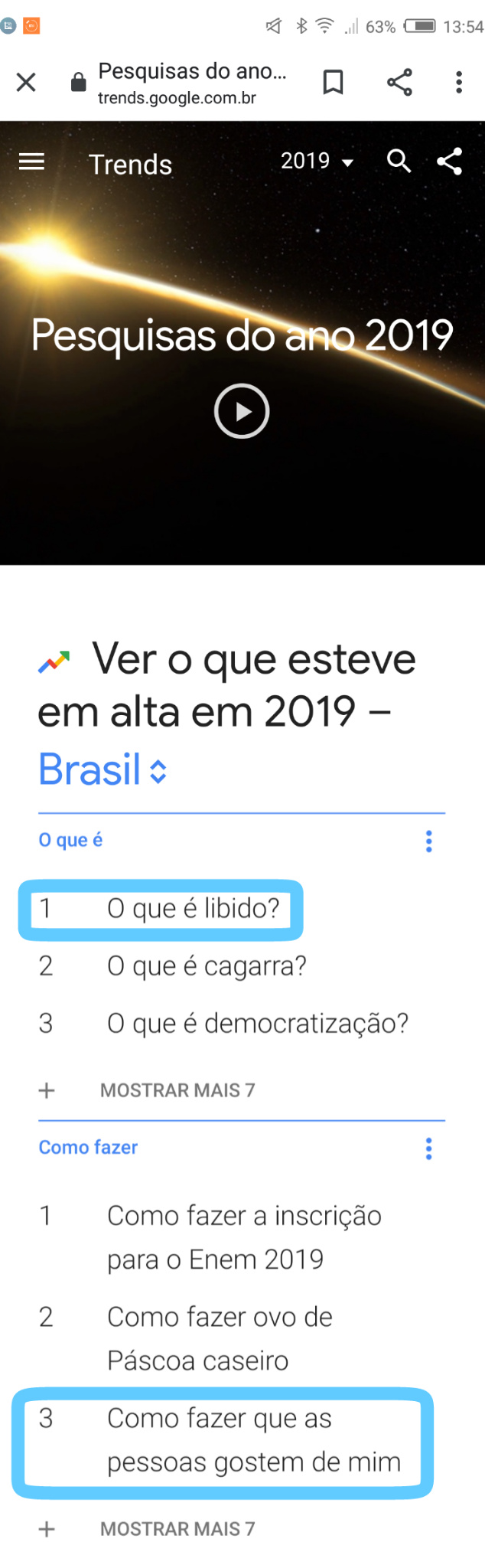 Esse é o resultado das pesquisas mais populares de 2019, kkk - meme