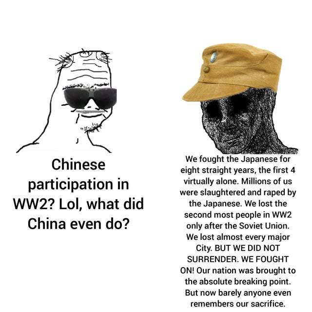 Had an argument about this, apparently since they sided with the communists, they did nothing. And since they was teaming up with the communists that makes what happened to China good. - meme