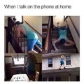 talking on the phone at home