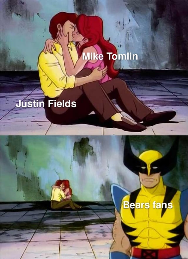 Bears Justin Fields and Mike Tomlin meme