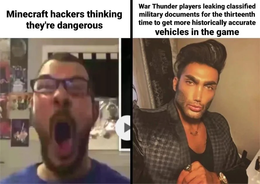 Minecraft and War thunder meme