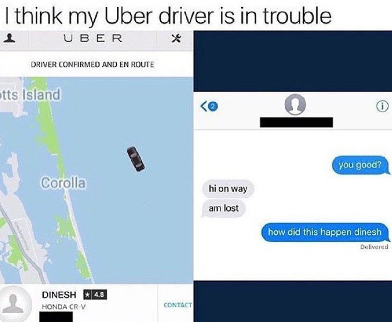 Brown uber diver - meme