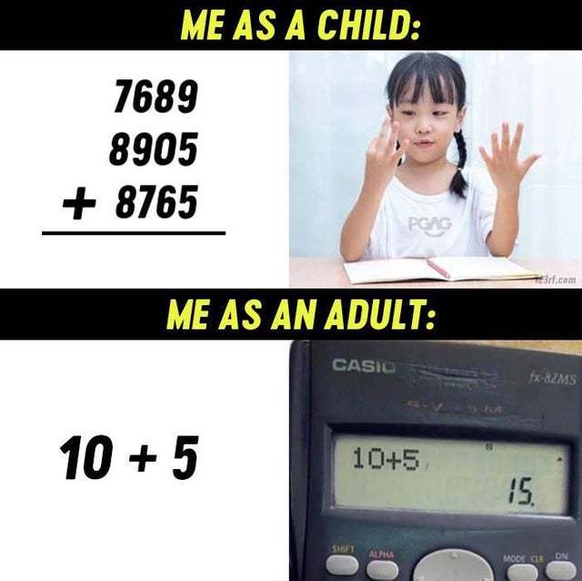 I was better at math as a child - meme