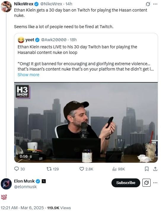 H3 Twitch banned for streaming Hasan Piker content nuke - meme