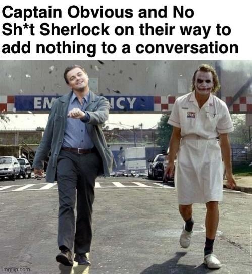 Captain Obvious and No sht Sherlock - meme