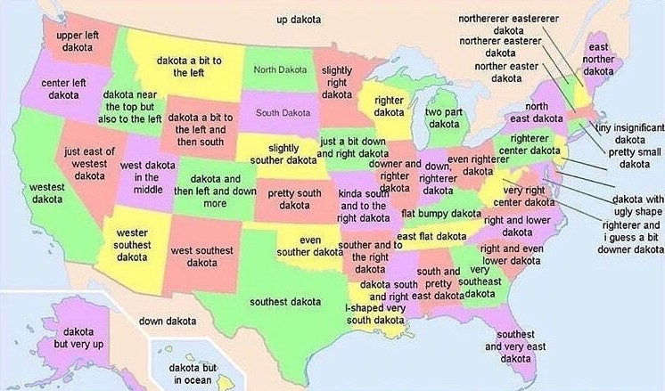 The true map of the USA - meme