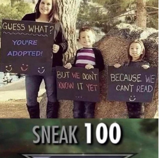 Guess what? You are adopted! - meme