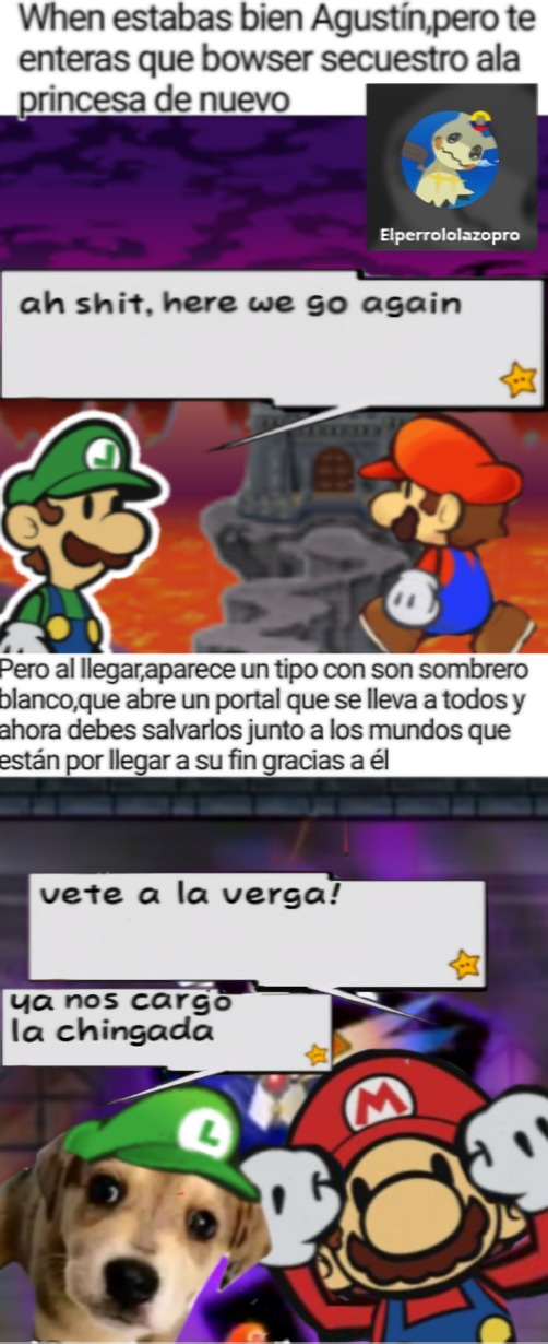 La historia de súper paper Mario explicada en un meme (echo por mi )