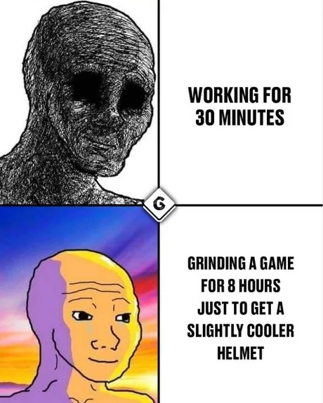 Working vs gaming - meme