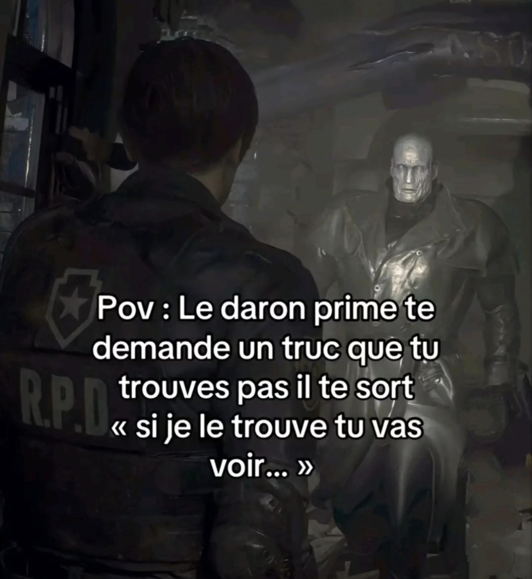le daron prime qui te menace parce que t'as pas trouvé l'objet magique - meme
