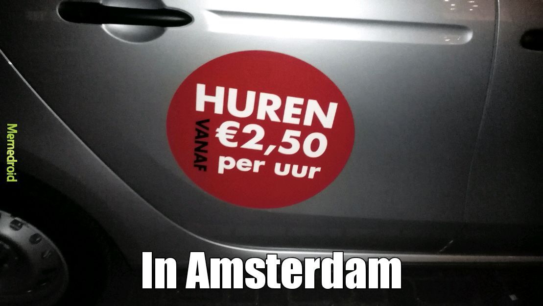 Werbung auf einem Auto in Amsterdam - meme