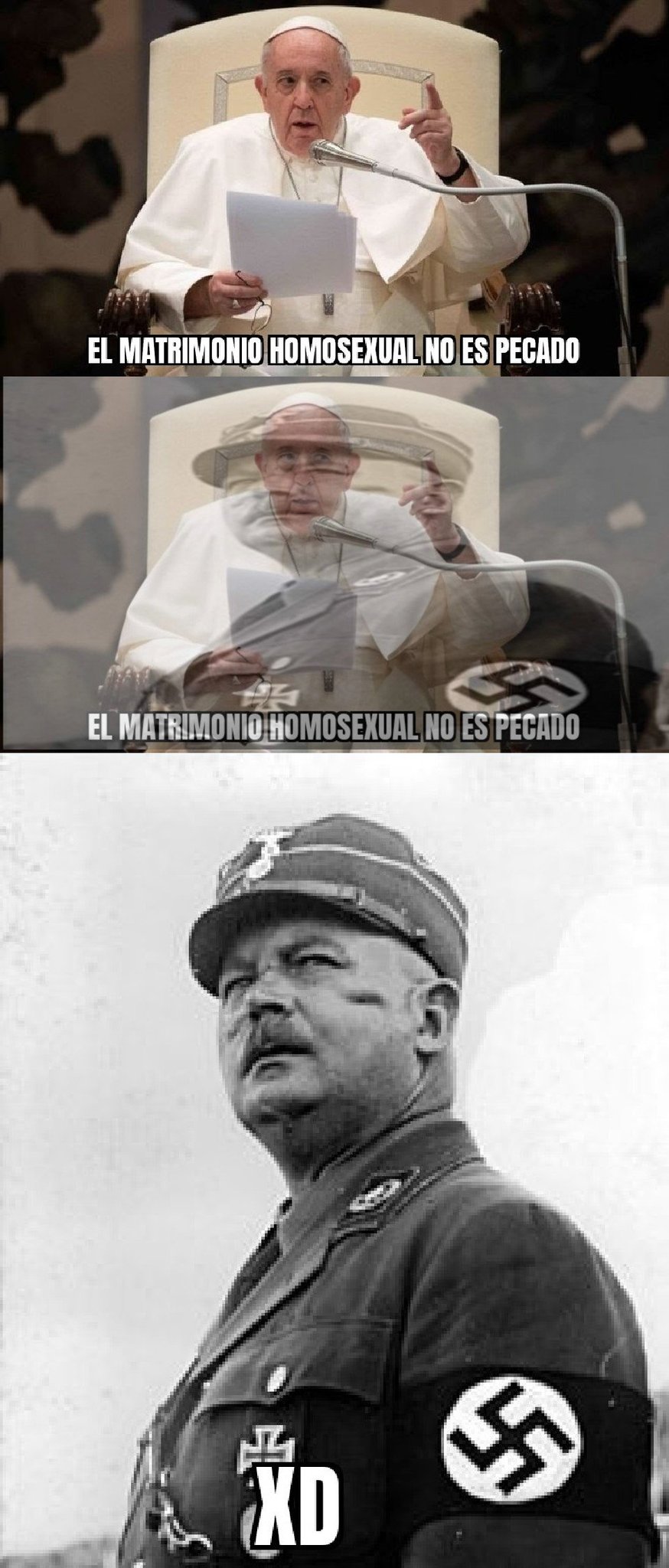 Erns röhm fue ejecutado por orden de Hitler debido a su homosexualidad y el papa terminará igual - meme