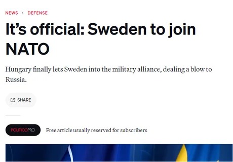 Sweden to join NATO - meme