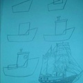 Six easy steps to draw a ship