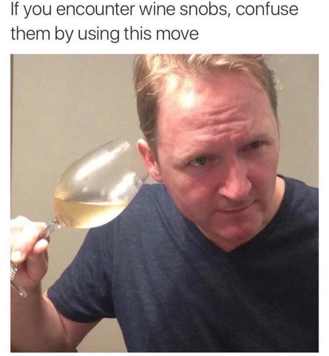 Confuse wine snobs by using this move - meme