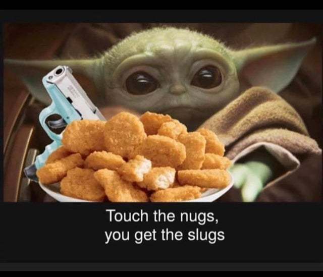Touch the nugs you get the slugs - meme