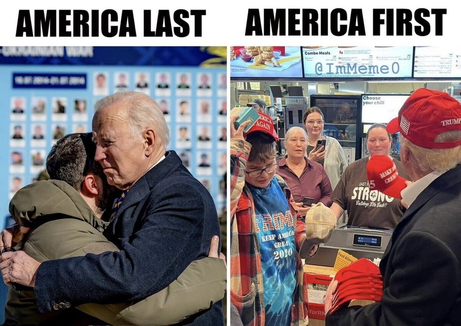 America Last vs America First - meme