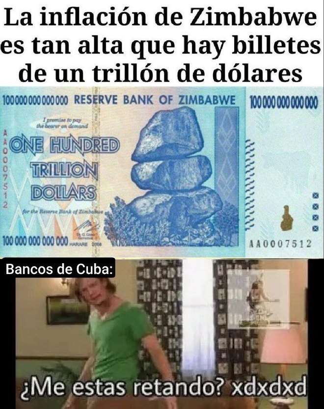 El billete de trillón de dólares de Zimbabwe - meme