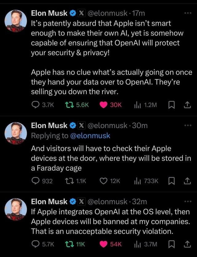 Elon Musk about Apple Intelligence - meme