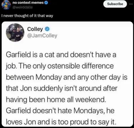 This is why Garfield hates Mondays - meme