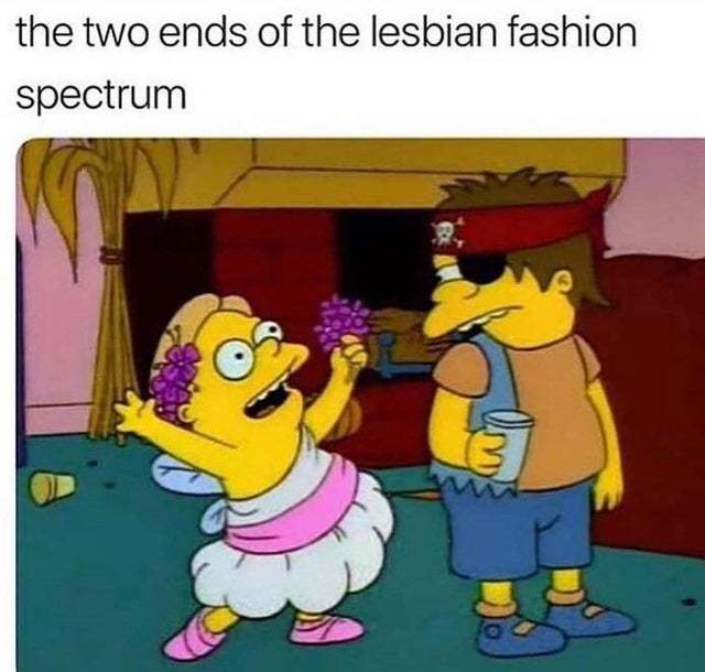 The two ends of the lesbian fashion spectrum - meme