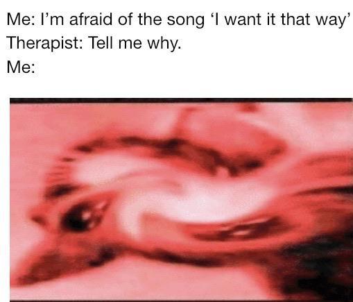 Afraid of the song I want i that way - meme