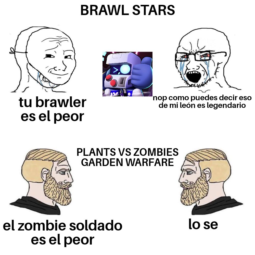 Los zombies y las plantas les ganan a los brawlers - meme