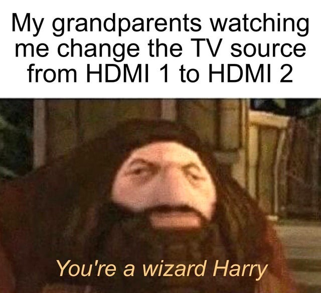 Only wizards can change the TV source - meme