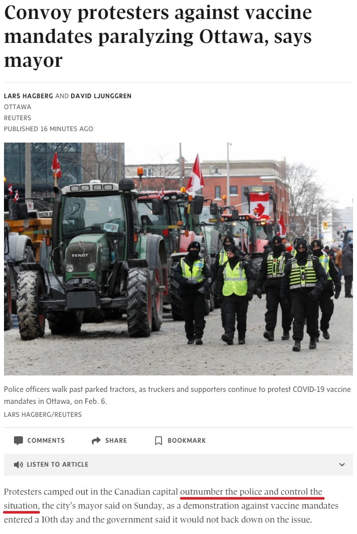 Convoy protesters against vaccine mandates paralyzing Ottawa, says mayor: "Protesters camped out in the Canadian capital outnumber the police and control the situation" - THEY ARE FIGHTING NOT ONLY FOR THEIR FREEDOM BUT ALSO FOR OURS - THEY CAN BE PROUD! - meme