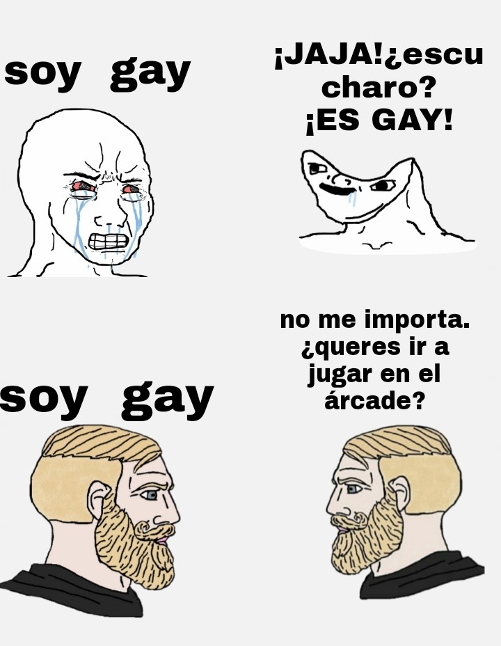 Contexto: Hay personas gays que son insoportables y gays que son buena onda. Personas que odian alos gays y Personas que no les importa si eres gay o no porque les cae bien - meme