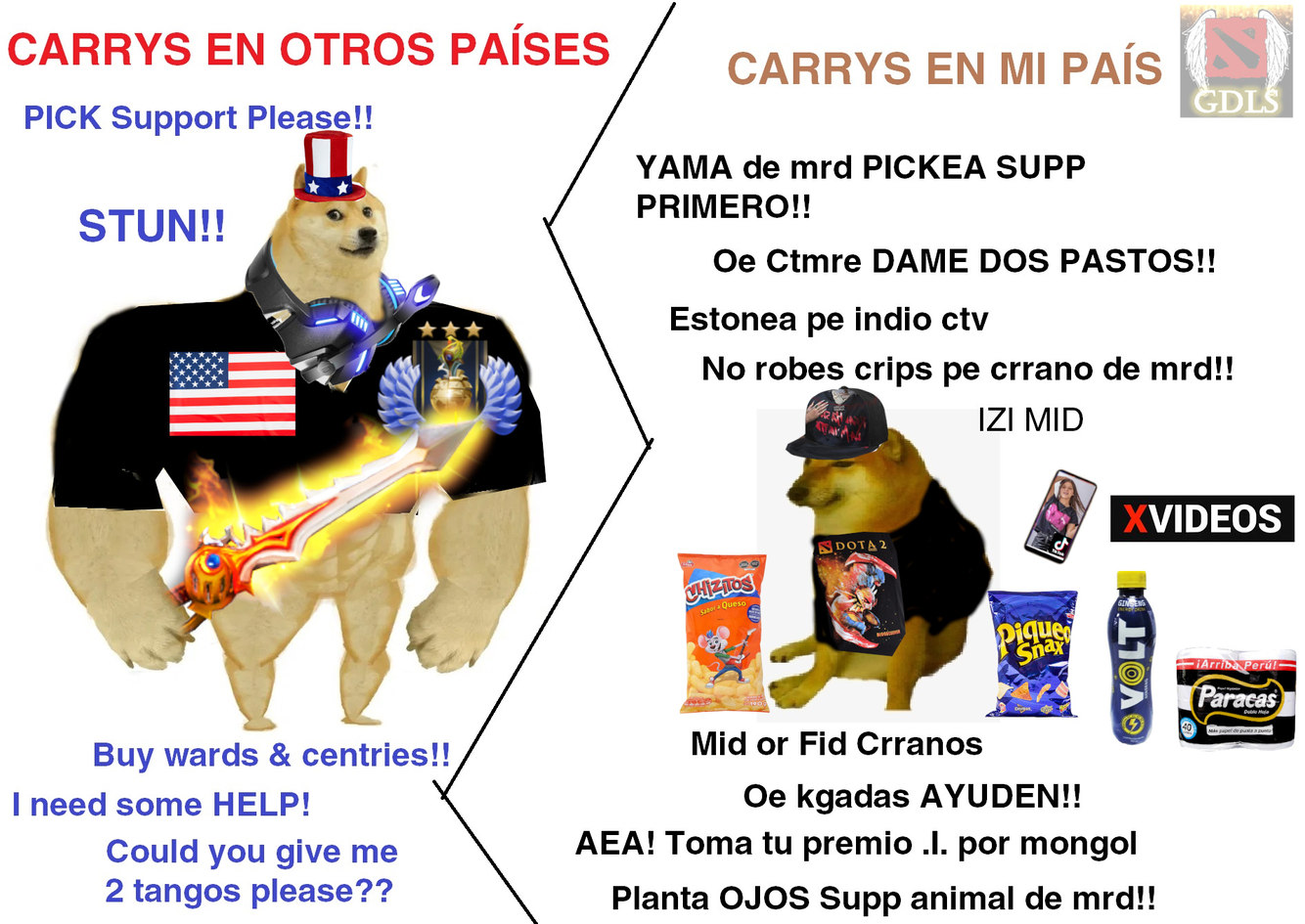 Carrys en otros países vs carrys en mi país - meme