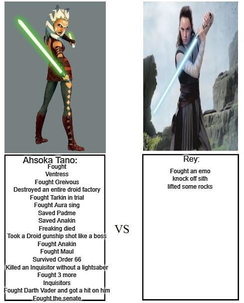 Ahsoka Tano vs Rey - meme