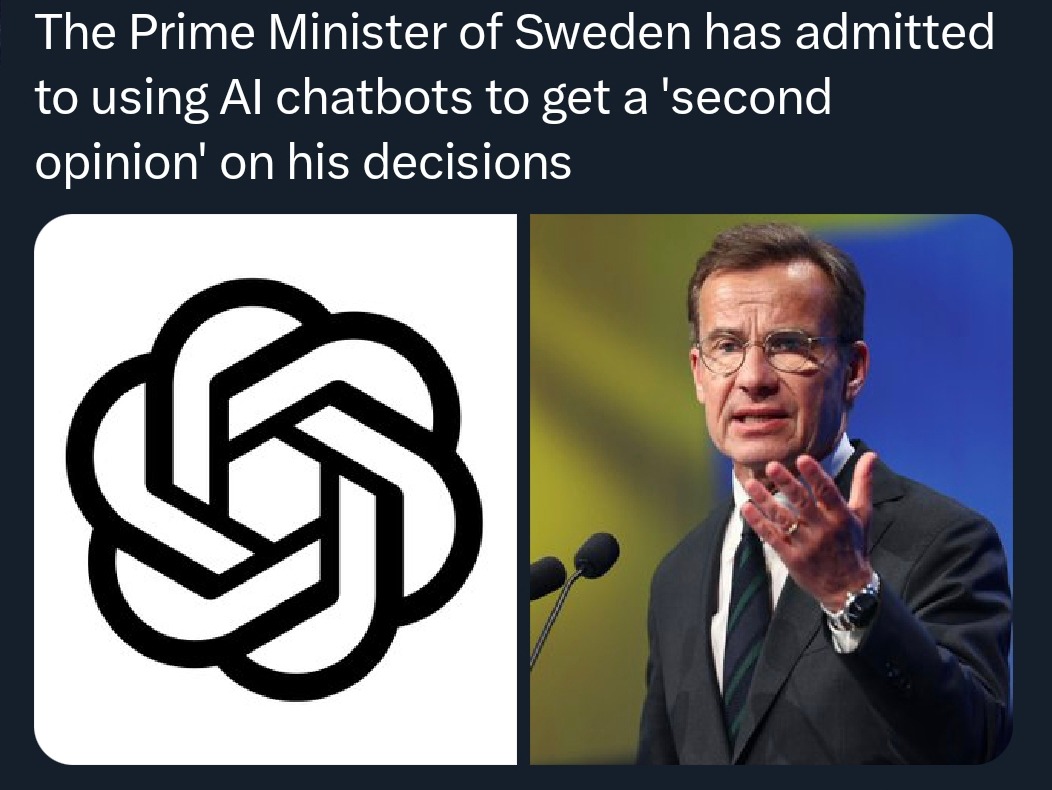Sweden's PM admits using AI for decisions - meme