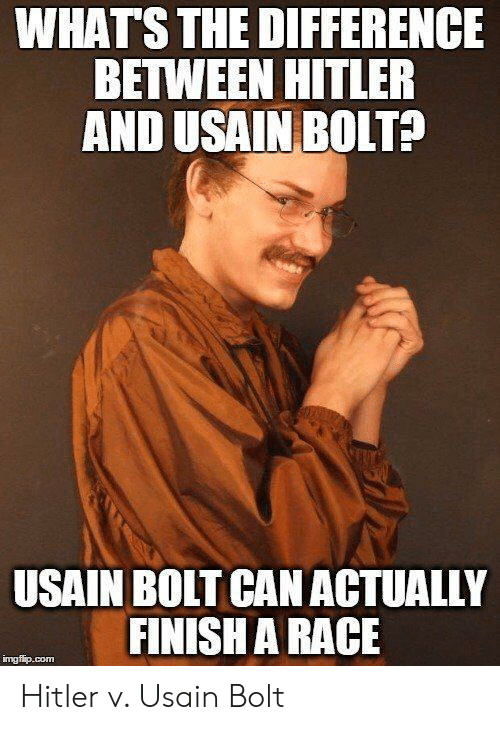 Difference between hitler and usian bolt - meme