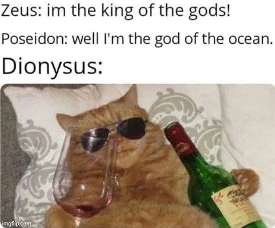 I am the god of tits and wine - meme