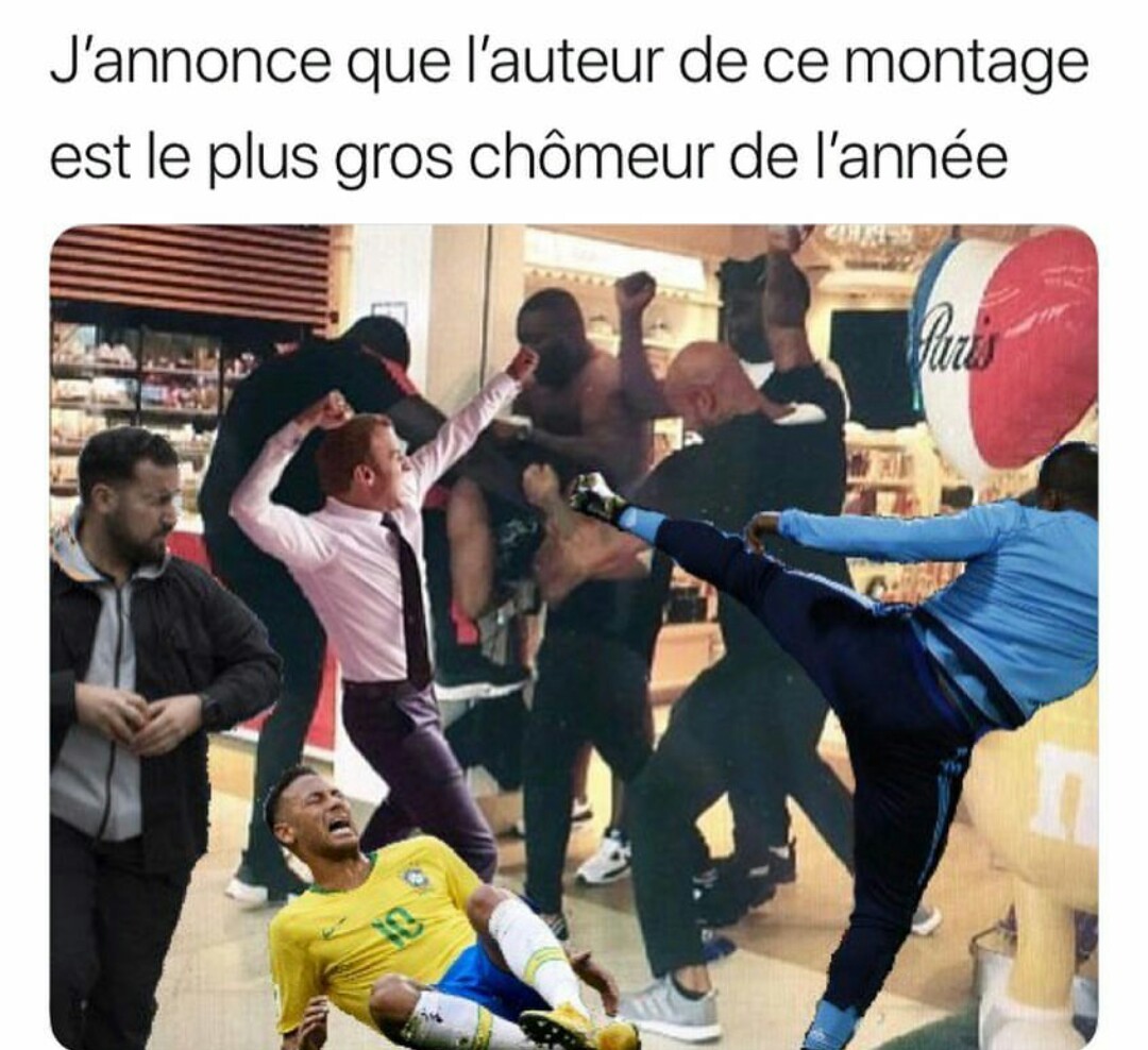 Benalla, Macron, Neymar, Evra - meme