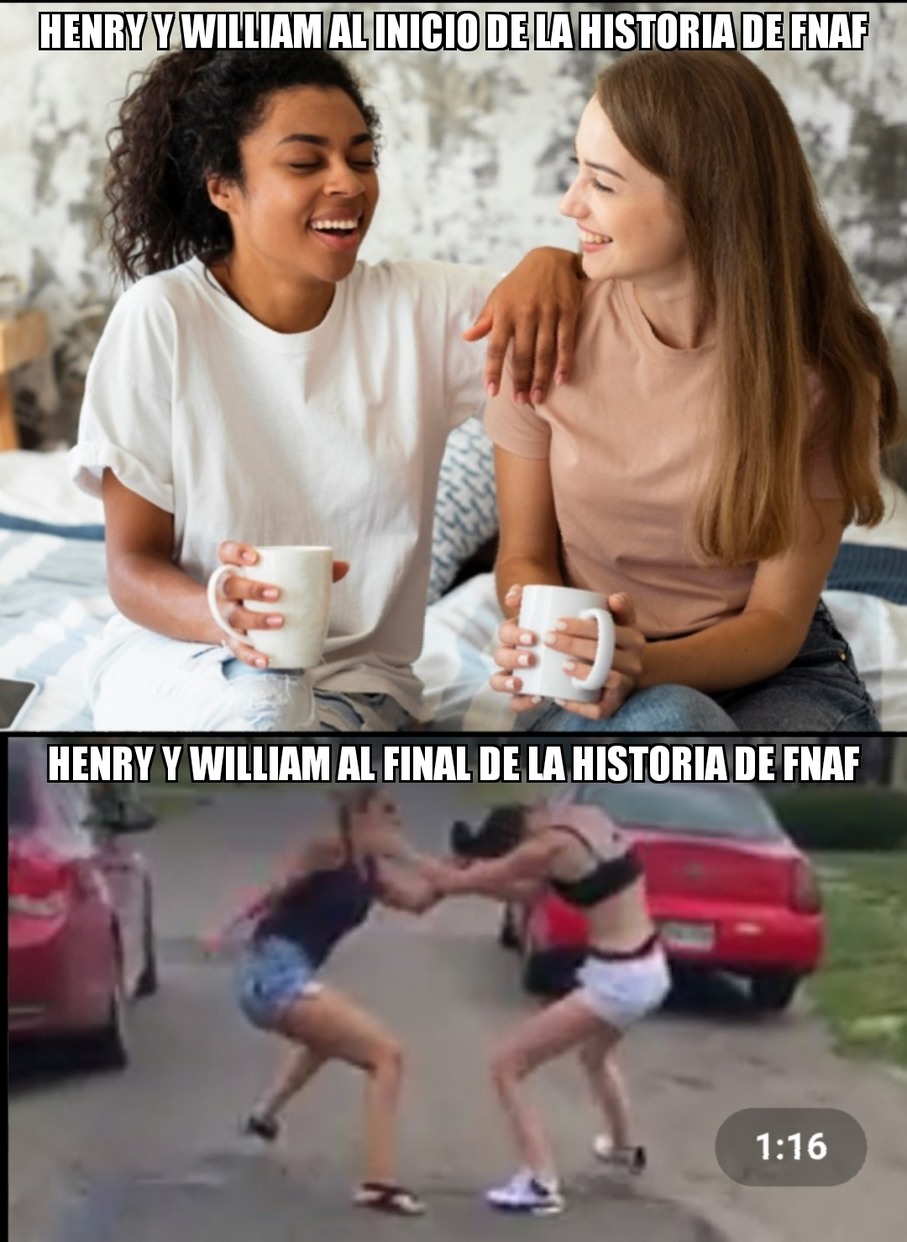Henry y william al inicio y final de la historia de fnaf (primer meme btw)