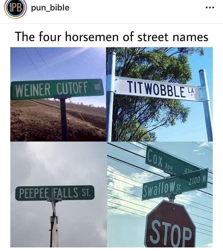 horny street names - meme