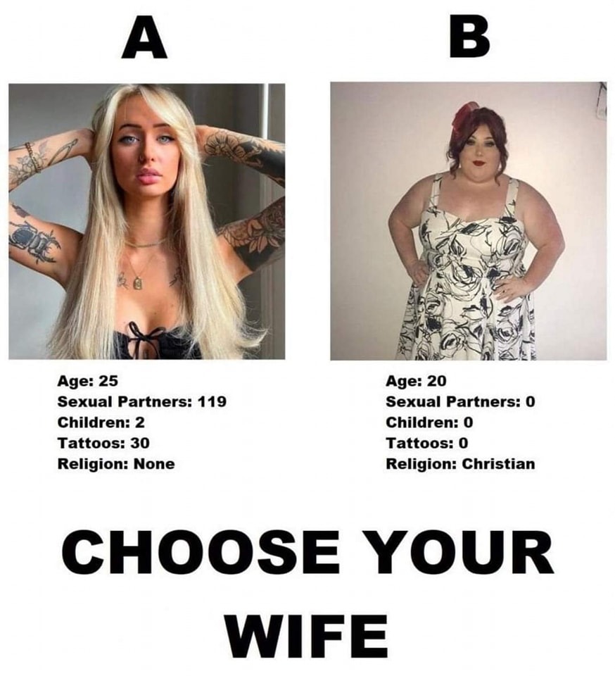 choose wisely. Right side is boring in bed, but look at hose upsides bro - meme