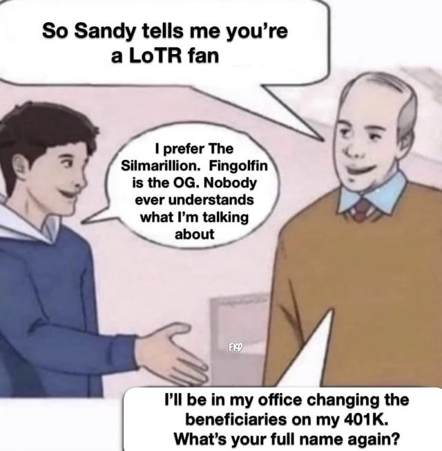 When your LoTR opinions cost you HR points - meme