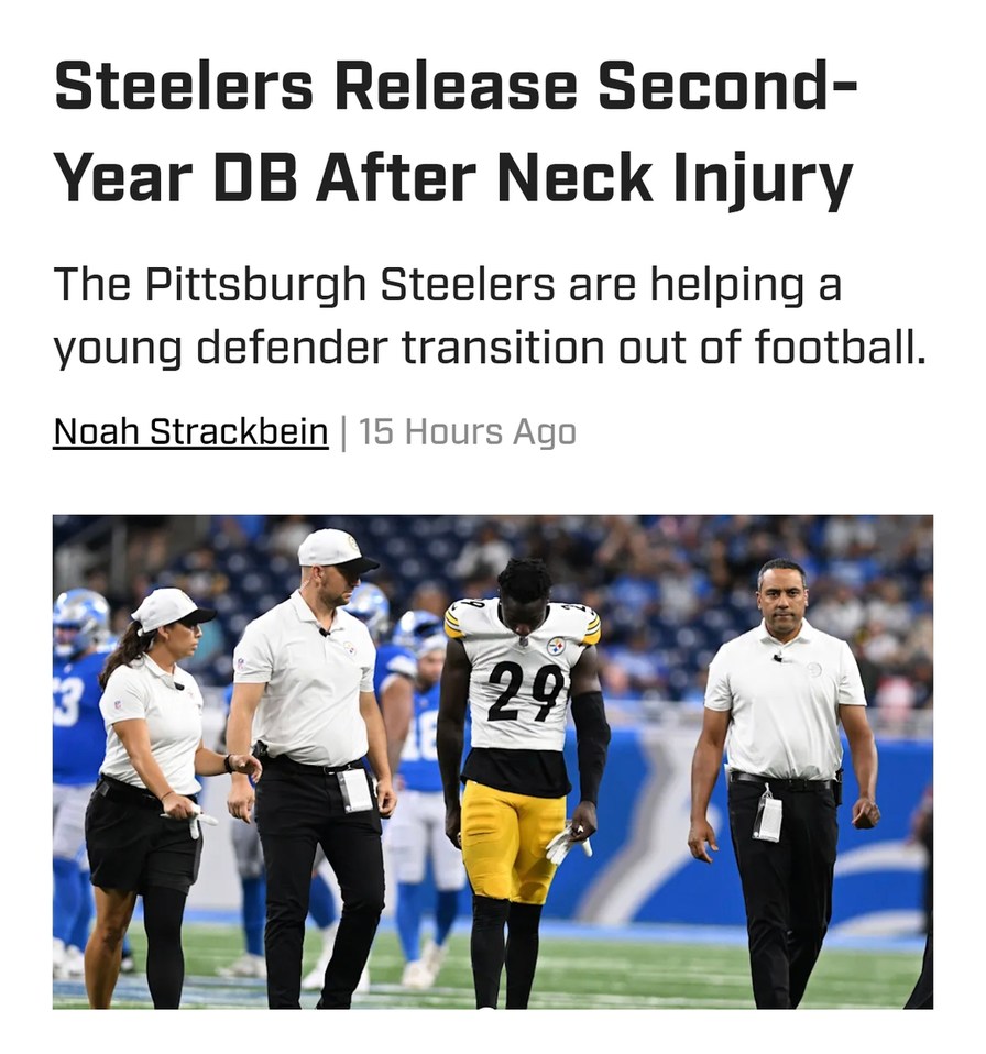 Steelers help DB transition after neck injury, heavy stuff - meme